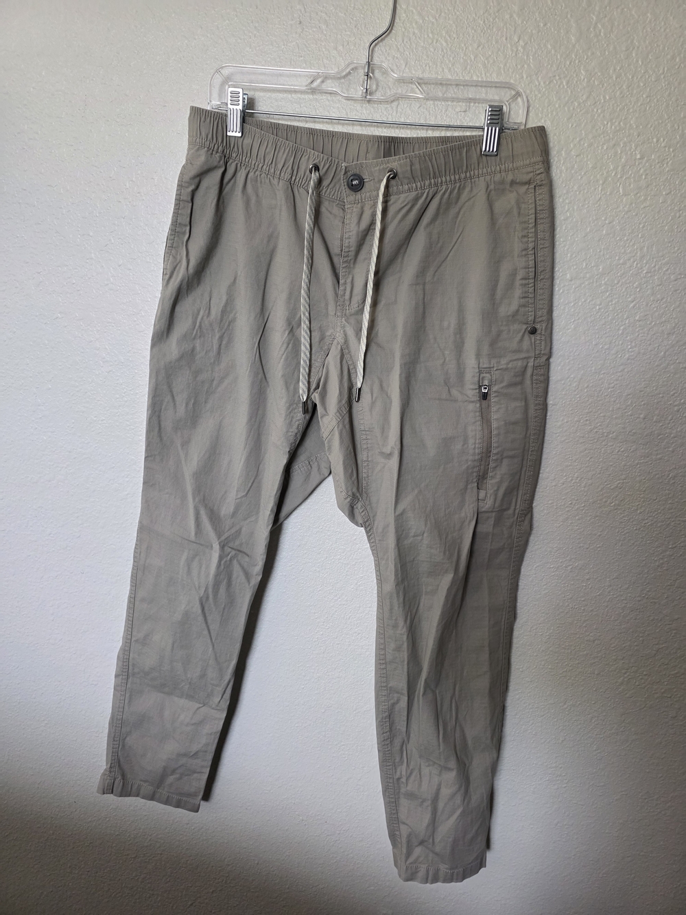 Vuori Ripstop Climber Pant, L Khaki Stretch V412 Drawstring Elastic Waist